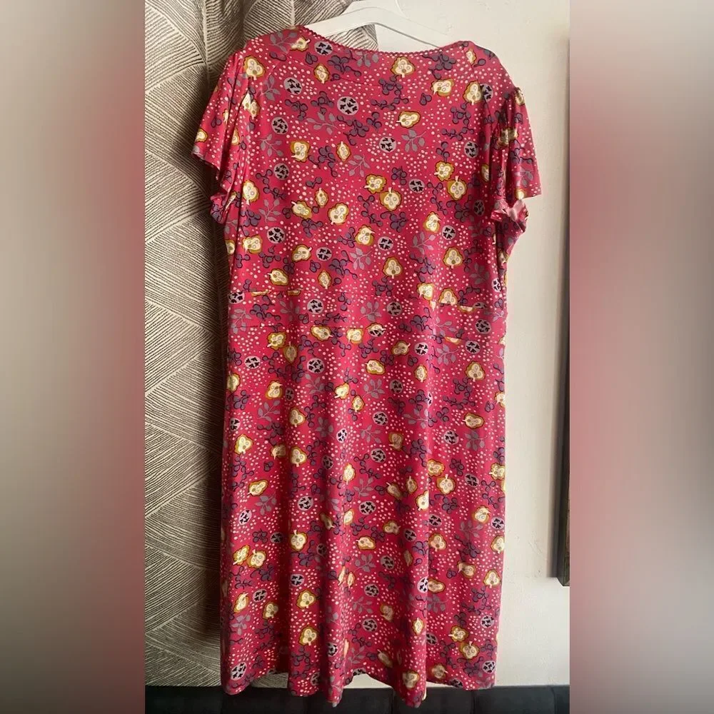 Boden SZ 16R Jersey Pink Floral Dress V Neck NEW - Picture 2 of 10